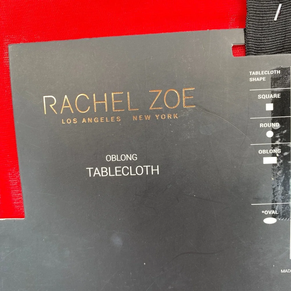 Rachel Zoe Tablecloth 60x84 Red Gold Floral Embroidered Oblong Sheer Luxury
